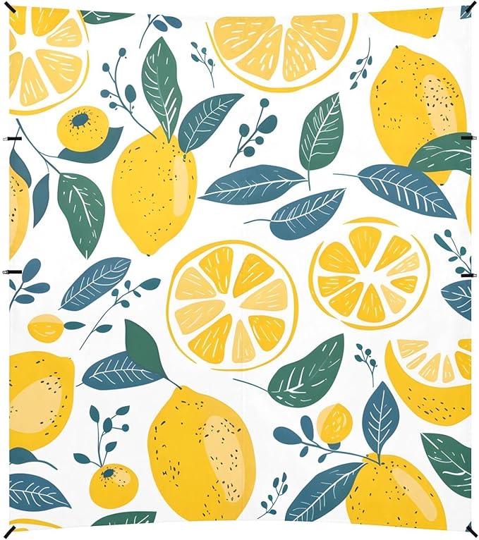 ALAZA Lemon Grenn Leave Seamless Beach Tent Sun Shelter Portable Canopy Sunshade for Outdoor Camping Picnics Backyard Fun 10x9 ft