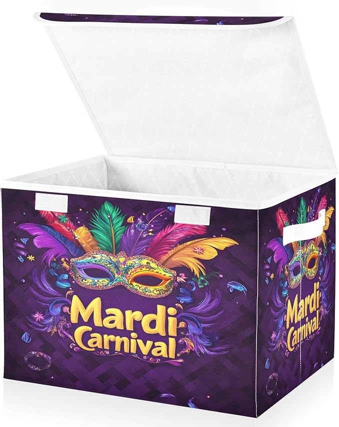 Carnival Background Fabric Storage Bins with Lids and HandleFoldable Storage Bins with LidsCloset Organizers for Clothes Storage Room Organization Office Storage Chest Organizer