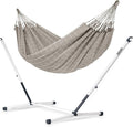 LA SIESTA® - Large Double Brisa Classic Hammock &amp Nautico Steel Stand - Weather &amp Tear Resistant Portable Hammock w/Stand - Balcony Porch Garden Outdoor Indoor Hammock - 2-Person Max 355 Lbs
