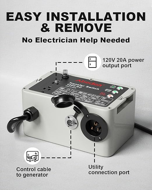 Smart Transfer Switch 120V AC Compatible with Westinghouse Portable Generator Transfer Switch for Outdoor Backup Power Works with Sump Pumps Refrigerators and More – Alternative to Home Standby