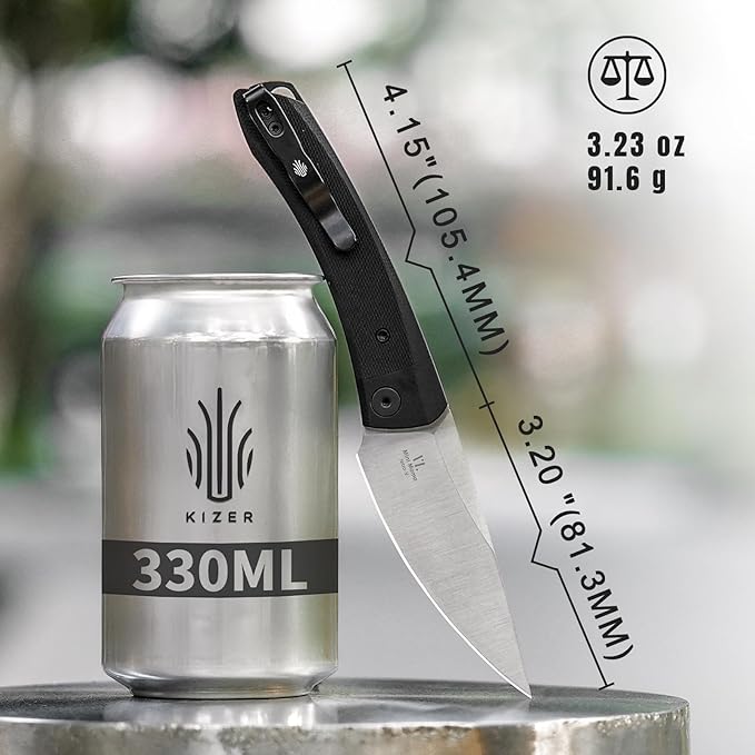 Kizer Mini Momo EDC Pocket Knife 3.2” Nitro V Blade Pocket Folding Knife with Aluminum+G10 Handle Front Flipper EDC knife with Pocket Clip for Men Women Camping Hunting Survival Knives V3663M1