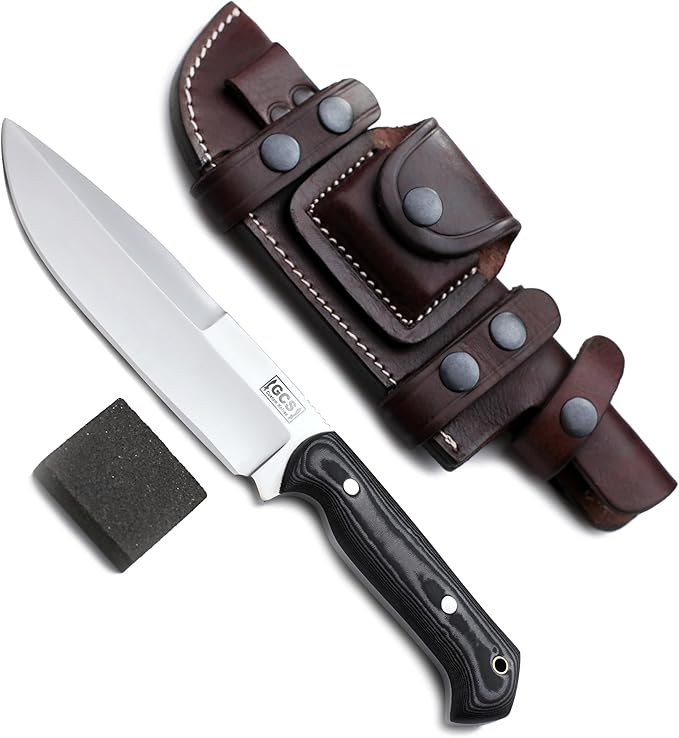 GCS Custom Handmade Black And White Handle D2 Tool Steel Buffalo Hide Sheath GCS 148