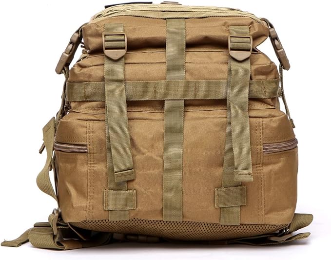 50L Sturdy Nylon Waterproof Fishing Hunting Backpack Outdoor Military Rucksacks Tactical Sports Camping Hiking (Khaki)