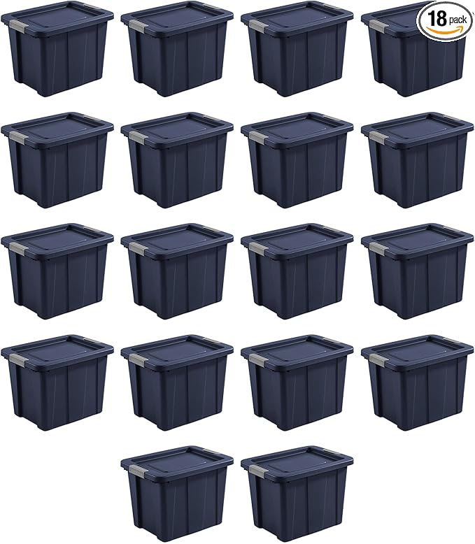 Sterilite 18-Pack Storage Bins with Lids Heavy Duty Totes Tuff1 18 Gallon Dark Indigo