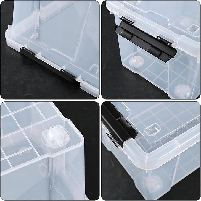 22 Qt Stackable Plastic Storage Bins with Lids 4 Pack BPA-Free See-Through Organizing Solution Latches Box Durable Nestable Containers Clear