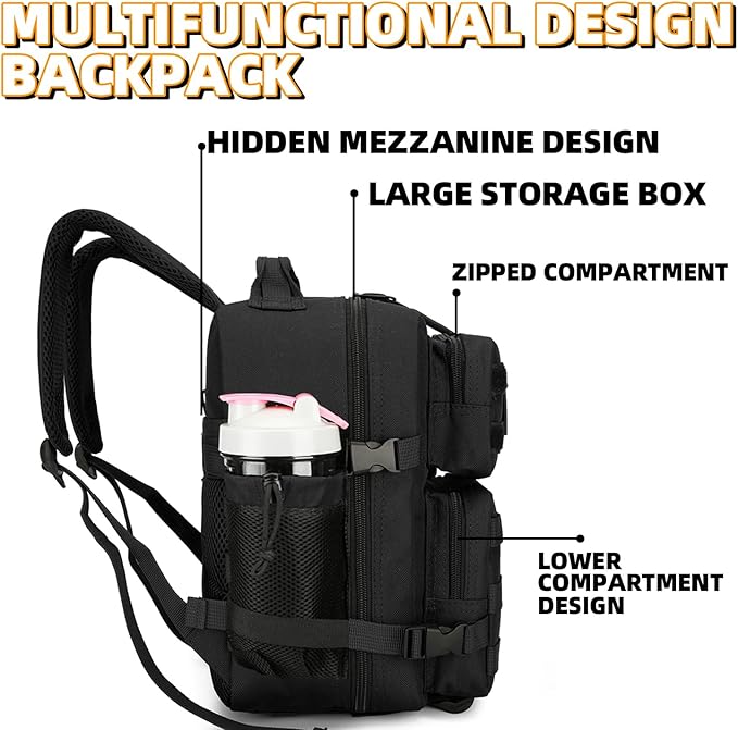 9L Mini Tactical Backpack for Men and Women Tactical Backpack Small for Hiking Small Tactical Bag（Black）