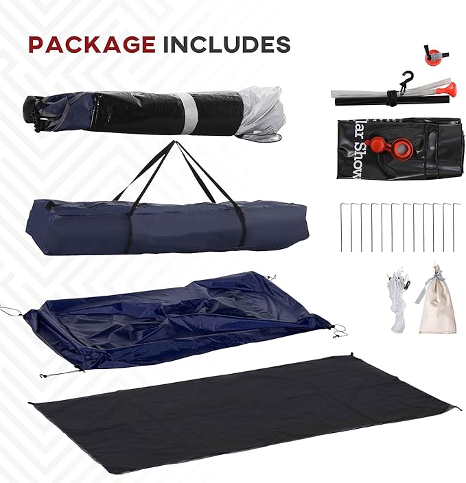 Camping Shower Tent - Instant Setup 2 Room Privacy Shelter w/20L Shower Bag 2000mm Waterproof Enclosure &amp Detachable Floor Portable Bathroom Tent for Beach/Camping/RV