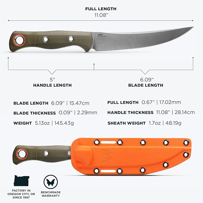 Benchmade - MeatCrafter 15500 Hunting and Cutlery Knife with OD Green G10 Handle (15500-3)