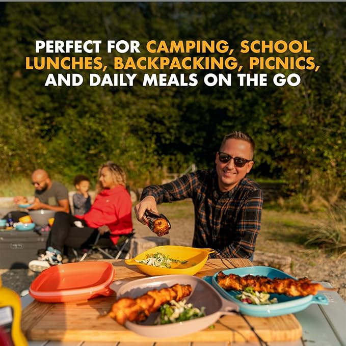 UCO 4-Piece Camping Mess Kit with Bowl Plate and 3-in-1 Spork Utensil Set