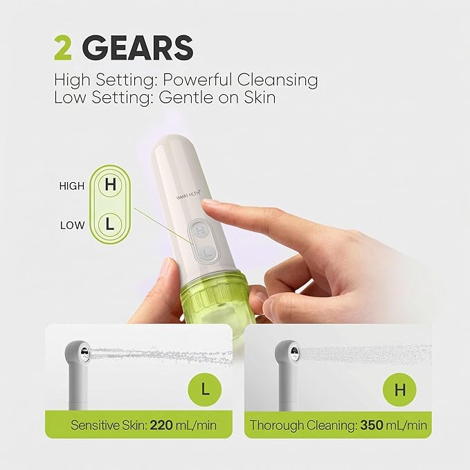 Portable Electric Bidet Sprayer - Handheld Travel Bidet with 2 Pressure Modes - Waterproof Foldable Pocket-Sized &amp Cordless for Bathroom Ultimate Personal Hygiene Cleaning at Home and Camping - Gr