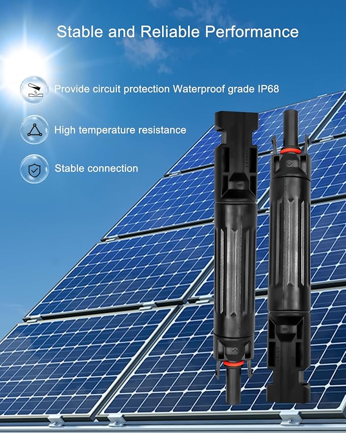 5 Pcs 10A Solar Fuse Holder Inline with Male and Female Connector for Solar Panel and Solar Controller IP68 Waterproof Solar Fuse Connector with 10 Fuse