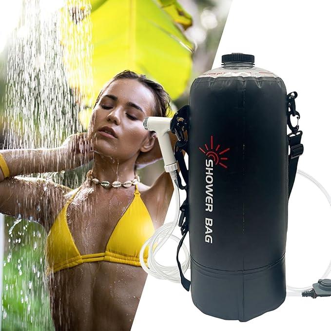 Camp Shower Solar Shower Bag Backpacking Camping | Foldable Portable 12L Heating Tool Kit with Removable Hose