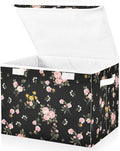 senya Flower Baskets Collapsible Storage Bins with Lids Purple Green Rose Flower Storage Boxes Clothes Baskets for Organizing