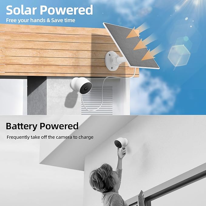 Solar Panel for Google Nest Camera Outdoor &amp Indoor(Battery Version)5V 5W Solar Panel Charger with 13Ft/4m Charging CableIP65 Waterproof Includes Adjustable Wall Mount3 Pack