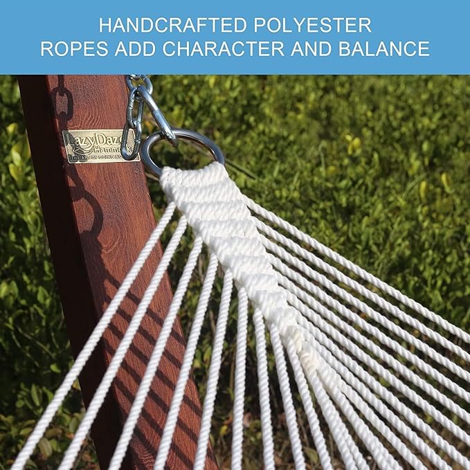 Lazy Daze Hammocks 12 FT Double Quilted Fabric Hammock with Spreader Bar and Detachable Pillow 2 Person Double for Outside Patio Poolside Backyard Beach 450lbs Capacity Gray