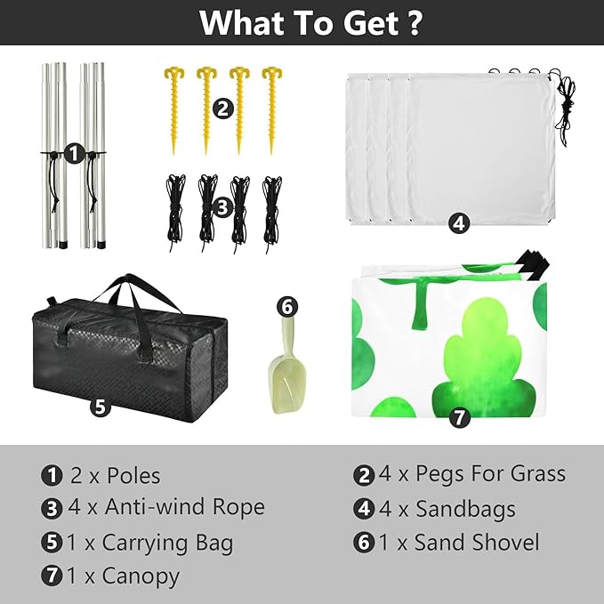 Beach Canopy with Windproof Ropes &amp Sandbags Beach Tent Sun Shade Sun Shelter for Camping Trips Fishing Backyard Fun or Picnics Green Trees