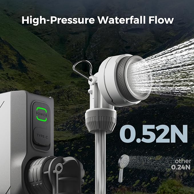 FLEXTAILGEAR Tiny Shower Portable Shower for Camping Rechargeable Camping Outdoor Shower Portable Shower Pump for Hiking Waterproof Outdoor Camp Pump Car wash Pet Cleaning Beach Vacations
