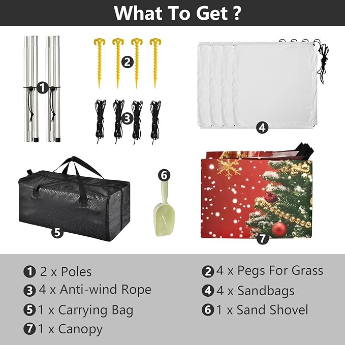 ALAZA Christmas Tree Gift Box Beach Tent Sun Shelter Portable Canopy Sunshade for Outdoor Camping Picnics Backyard Fun 10x9 ft