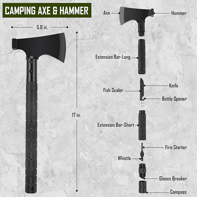 Survival Kit 268 Pcs Emergency Survival Gear and Equipment Supplies with First Aid Kit Camping Axe Headlamp Crossbody Bag for Camping Hiking Hunting Gift for Christmas Men Dads Black