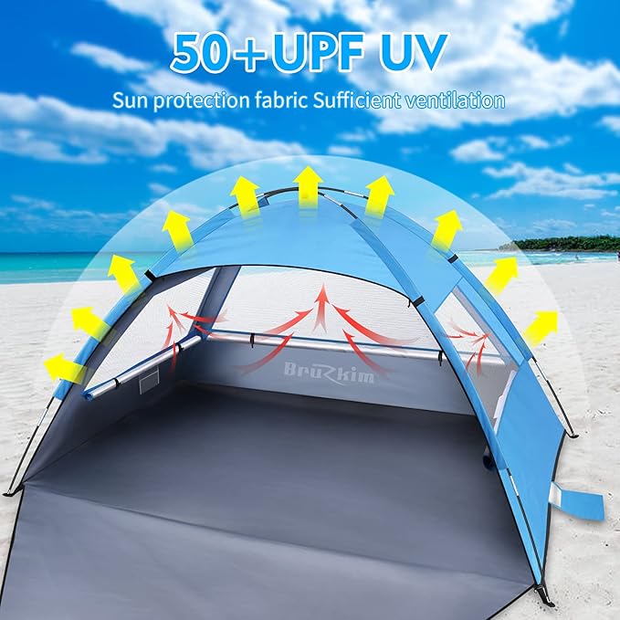 Beach Tent Sun Shelter for 2 Person Portable Foldable Lightweight Waterproof Windproof Easy Set Up for Family Camping Hiking Mountaineering Outdoor