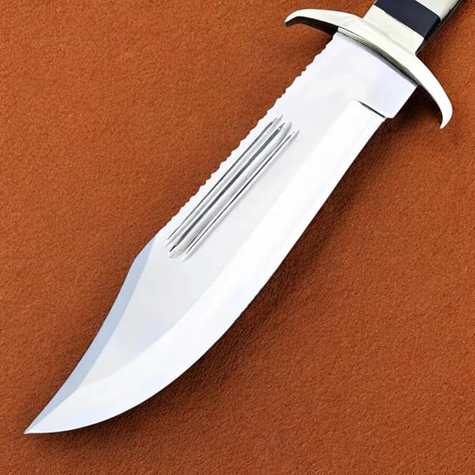 Heavy-Duty Outdoor Tool with Serrated Blade and Sheath - HBJ-IU Hunting Knife Hunting Knives Hunting Bowie Knife Historical Replica Bowie Knife EDC Knife