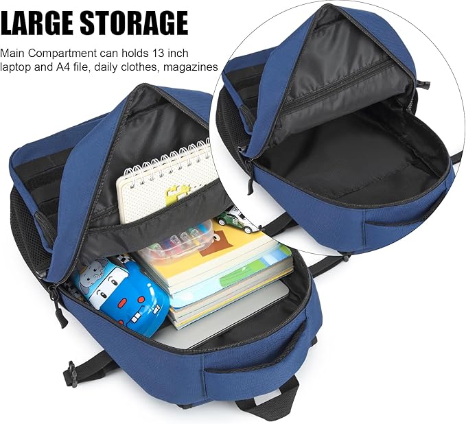 Kids Tactical Backpack Army Molle Bookbag Military Boys Backpack for School Outdoor Camping (Includes 2 Patches+1Carabiner) Blue