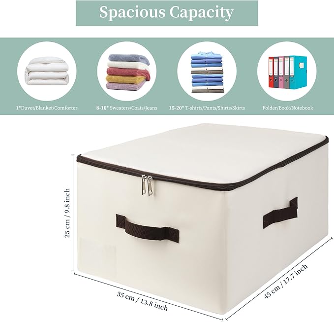 iwill CREATE PRO Pack of 3 Breathable Clothing Storage Bins with Lid Rigid Storage Containers for Sweaters Toys DollsBlankets Duvets Coats Jeans Files in Bedroom Office