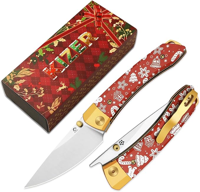 Kizer Mini Momo EDC Pocket Knife 3.2” Nitro-V Blade Pocket Folding Knife with Aluminum &amp Micarta Front Flipper EDC Knives with Pocket Clip for Men Women Christmas Gift V3663MC1