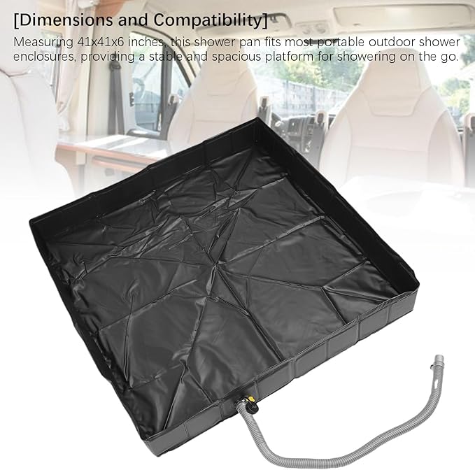 Luocute Upgraded Portable Shower Pan 41 X 41 X 6 Inches with 1m Drain Pipe Foldable Camping Shower Base Floor with Retaining Rings for Camping RV Outdoor Indoor