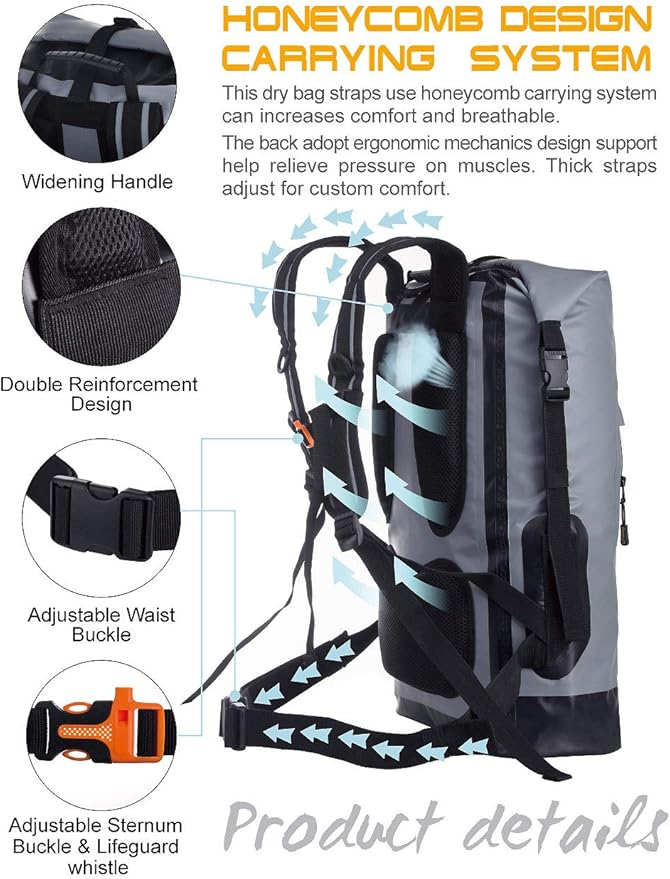 IDRYBAG Waterproof Backpack for Men 20L/30L/40L Floating Dry Bag Kayak Dry Backpack Hiking