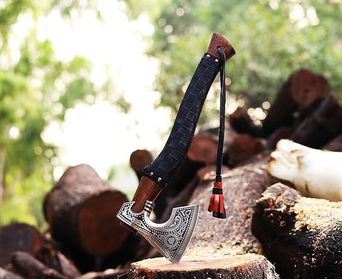 Handmade 17 Viking Axe with Sheath - Norse Medieval Axe | Nordic Style Hatchet | Decorative Collectible | Viking Gift for him | Birthday Anniversary Christmas (EBX-02)