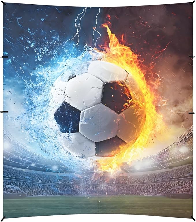 ALAZA Fire Water Football Beach Tent Sun Shelter Portable Canopy Sunshade for Outdoor Camping Picnics Backyard Fun 10x9 ft