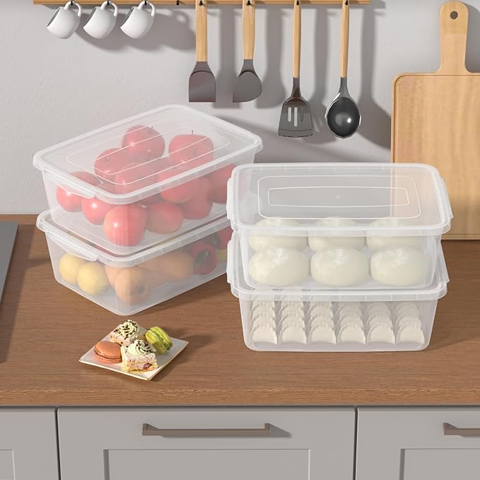 Ramddy 4 Packs 14 Quart Clear Latching Box Plastic Storage Bin with Lid