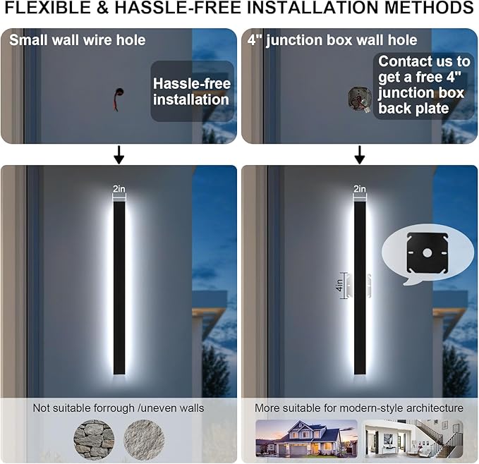 39 Inch Modern Outdoor Wall Lights 2700-6500K Dimmable Outdoor Wall Sconce with Remote Control IP65 Waterproof LED Long Exterior Linear Wall Light for House Garage(2 Pack)