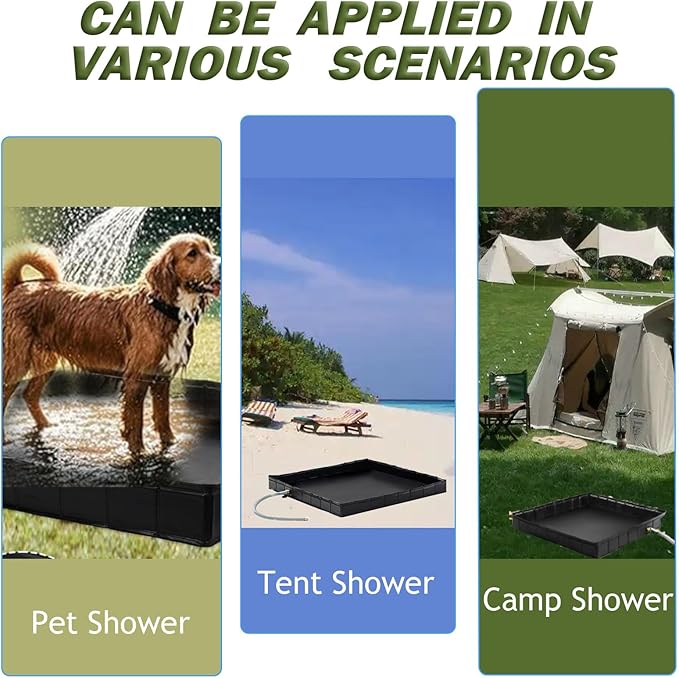 Upgraded Portable Shower Pan 41 x 41 x 5 Foldable RV Shower Pan with Drain Hose &amp Pouch Outdoor Shower Floor Camping Shower Base to Keep Feet Clean for Outdoor Indoor Camping Beach