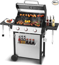 3-Burner Propane Gas Grill with 30000 BTU Output - Double-layer Stainless Steel Grill Lid Cast Iron Cooking Grids Easy-Clean Grease Management &amp Even Heat Distribution for Perfect BBQs