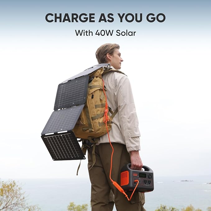 Jackery Solar Generator 300 292Wh Power Station with 40W Solar Panel 300W Pure Sine Wave AC Outlet for RV Outdoors Camping Travel Blackout