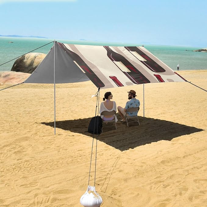 ALAZA Red Wine Bottle Seamless Beach Tent Sun Shelter Portable Canopy Sunshade for Outdoor Camping Picnics Backyard Fun 10x9 ft