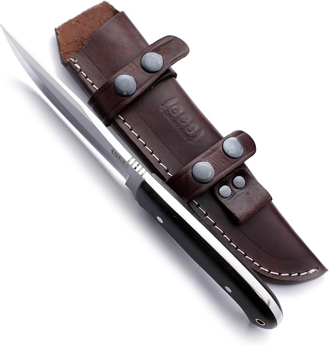 GCS Custom Handmade BROWN MICARTA HANDLE D2 Tool Steel Tactical Hunting Survival Knife Buffalo Hide Sheath GCS174