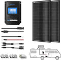 ACOPOWER 200 Watts 12/24 Volts Monocrystalline Panel Solar RV Kits with 30A MPPT LCD Charge Controller/Mounting Brackets/Y Connectors/Solar Cables/Cable Entry housing （2x100W Kit）