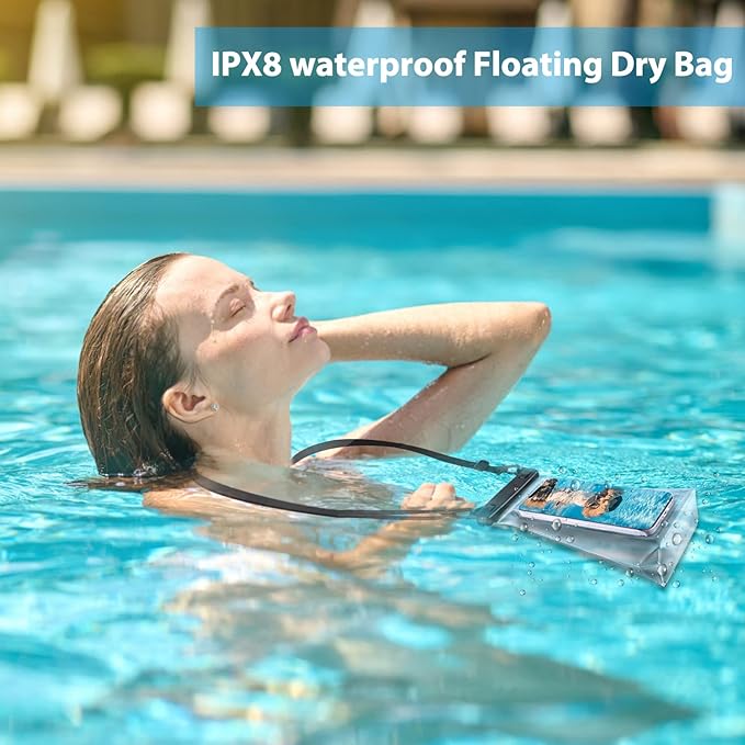 HAISSKY Large Waterproof Phone Pouch Floating Dry Bag for iPhone 13 12 11 Pro Up to 6.9 Waterproof Bag with Adjustable Strap Sunscreen Glasses Storage Dry Bag for Swimming Beach Water Parks (1 Pc)