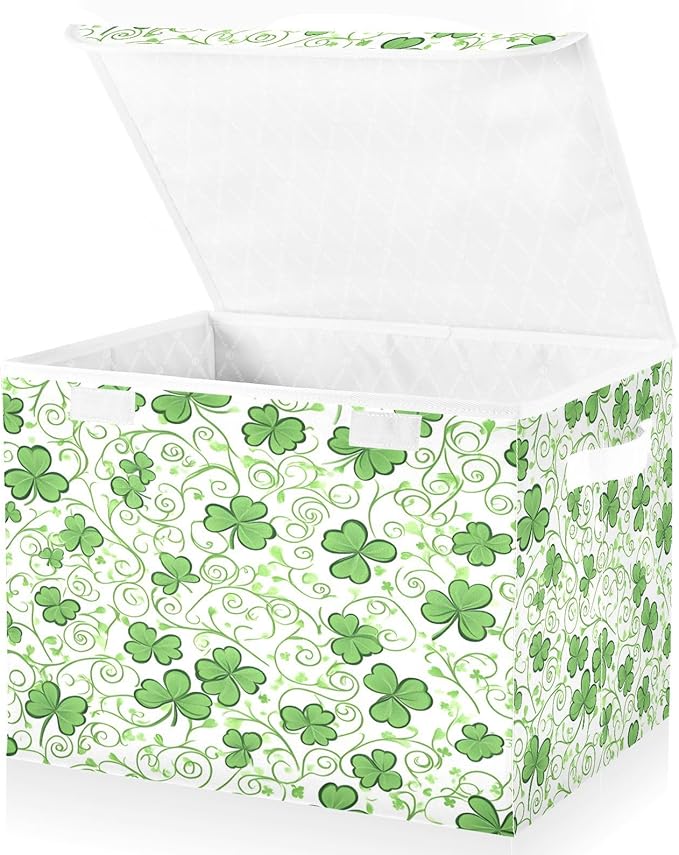 Twisted Clover Fabric Storage Bins with Lids and HandleFoldable Storage Bins with LidsCloset Organizers for Clothes Storage Room Organization Office Storage Chest Organizer