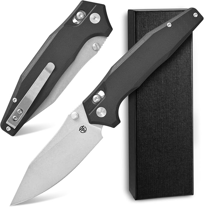 FF20 Folding Pocket KnifeVG10 Steel Blade G10 Handle EDC Tool Knife for Outdoor Camping Hunting Fishing Working(Black)