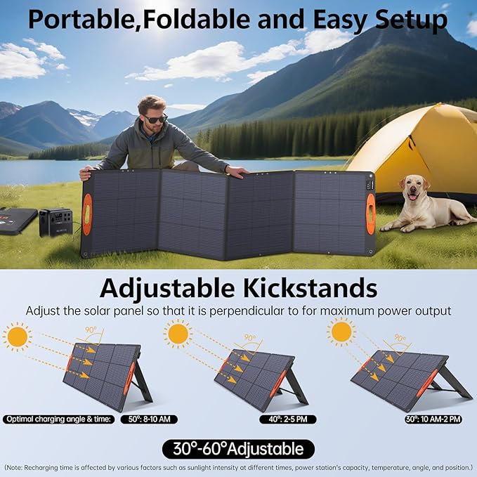 N-Type 16BB 220W Portable Solar Panel for EF/Jackery/Bluetti/Anker Power Station IP68 Waterproof Foldable Solar Panel ETFE 25% High Efficiency for Outdoor Camping RV Trip