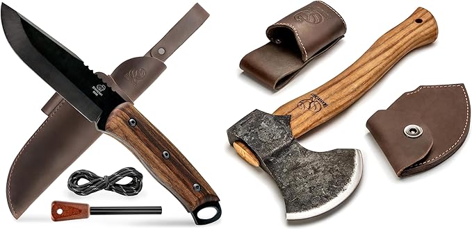 BeaverCraft BSH4F Bushcraft Knife AX3 Camping Hatchet Axe Tool Wood Splitting Axe