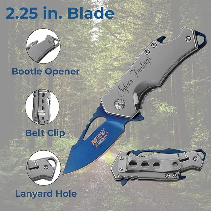 Engraved Pocket Knife Gifts For Him Boyfriend Custom meaningful Personalized Gifts For Men Iron Husband Unique Knife Groomsmen Perfect for Christmas Fathers Day Birthday (Silver Bottle Opener)