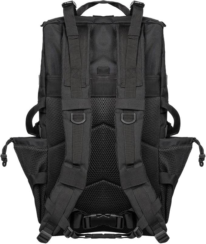 55L Military Tactical Backpack - Bug Out Bag with MOLLE System for Hiking(Black)