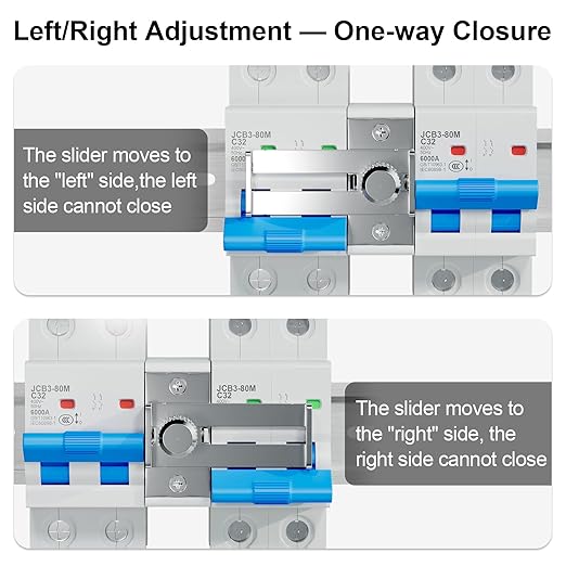32 Amp Dual Power Manual Transfer Switch 2Pcs 2-Pole Circuit Breakers with Single-Side Slide Lock DIN Rail Included Ideal for Industrial and Home Use