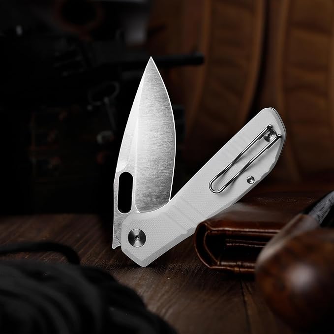 TRIVISA Gecko Folding Pocket Knife 3.4 14C28N Steel Blade G10 Handle EDC Knife with Pocket Clip for Men Women Camping Survival HikingGecko-WG