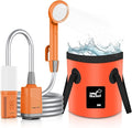 Cosy Life Portable Shower for Camping Rechargeable Camping Shower Pump with 5 Gallons Collapsible Bucket &amp LED Light Electric Outdoor Camp Shower Portable Shower Pump Camping Hiking (5.9 ft Hose